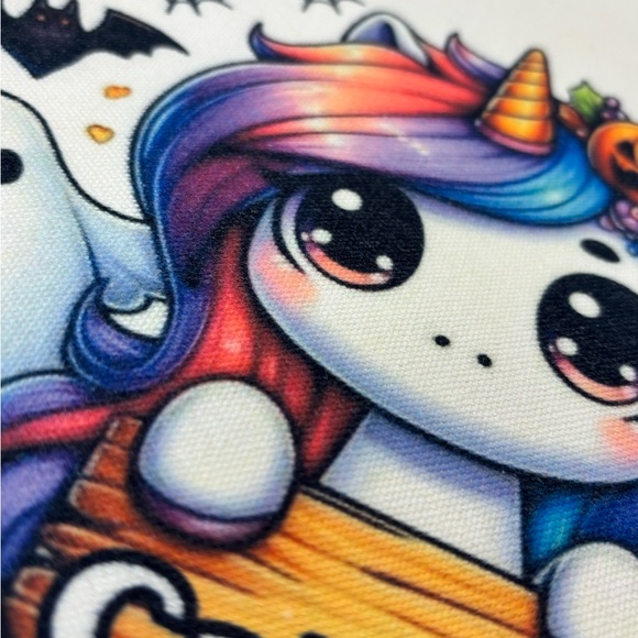 Custom White Tote Bag with Halloween Unicorn Design - Picture 4 of 7